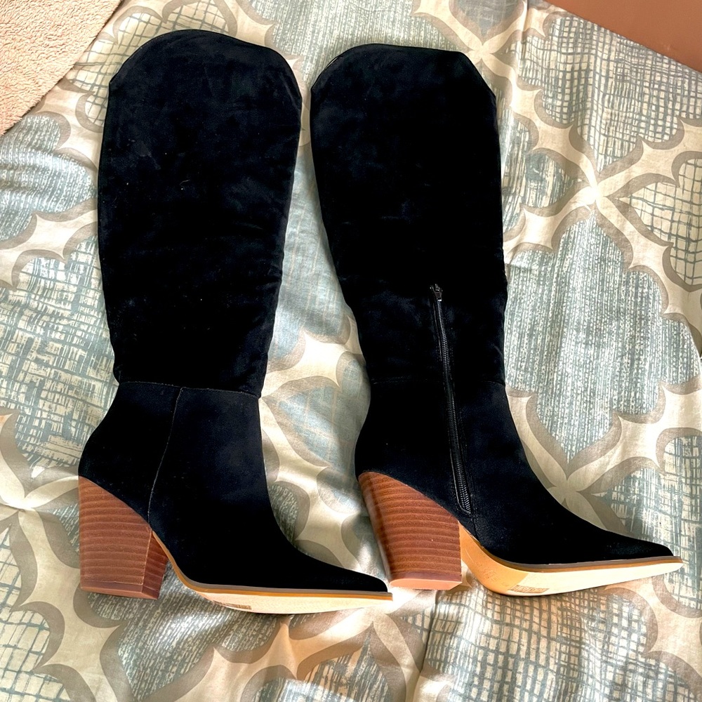 Oasis Society - Clara Knee High Western Black Suede Boots
